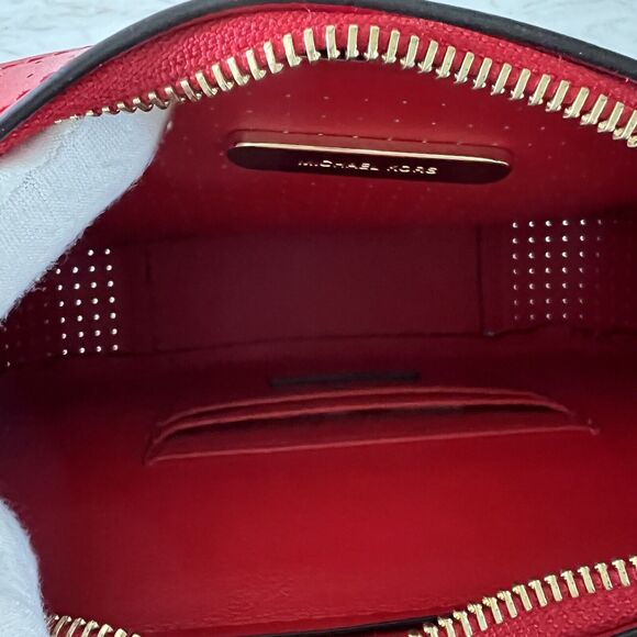 MICHAEL KORS Ginny Bright Red Leather Medium Crossbody Camera Bag - Picture 10 of 13